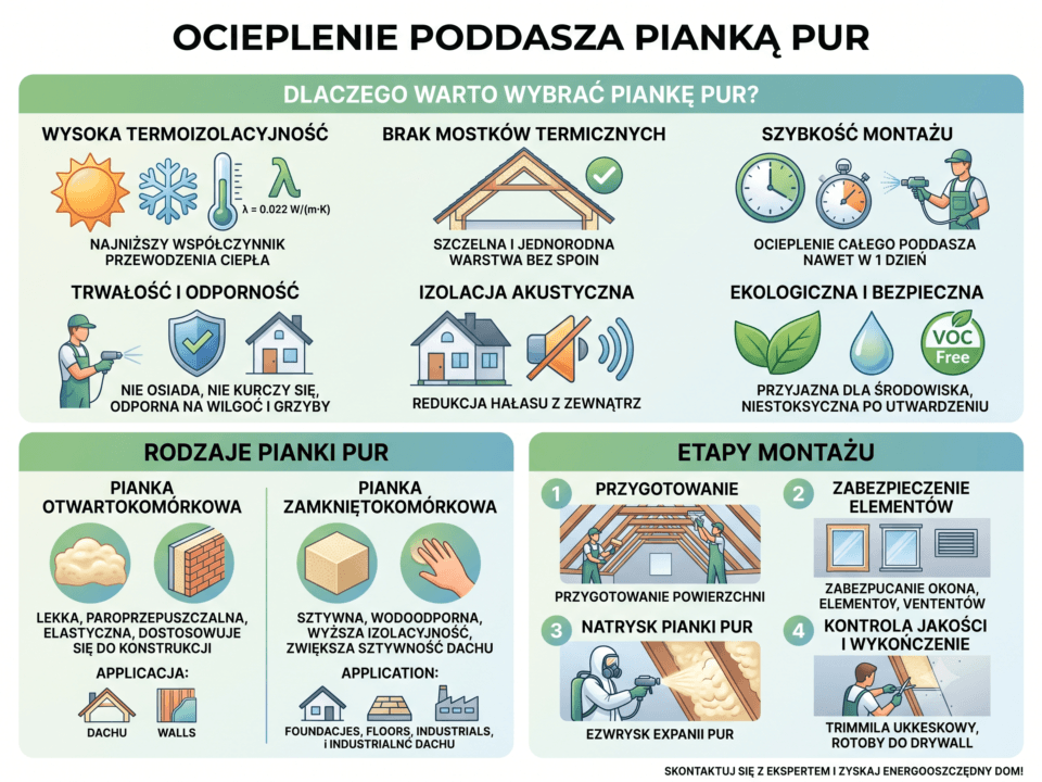 ocieplenie poddasza pianką PUR