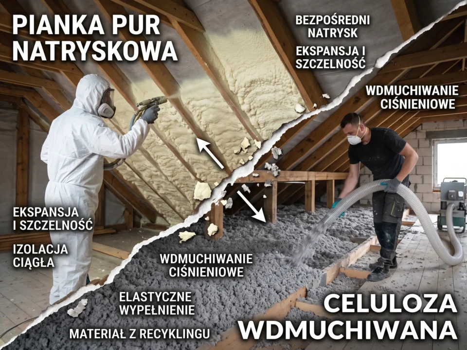 Wdmuchiwanie granulatu czy natrysk pianki
